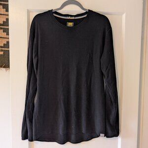 MERIWOOL Mens Base Layer - 100% Merino Wool Midweight Long Sleeve Shirt Black XL